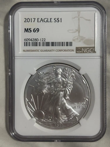 2017 $1 American Silver Eagle NGC MS69 Brown Label