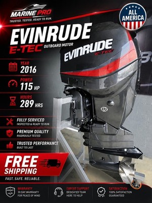 2016 Evinrude E-TEC 115HP 25'' XL Outboard Motor 289Hrs Free Freight Shipping