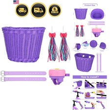 Bike Basket, Kids Bike Basket Front, Handwoven Bicycle Baskets for Boys and G...