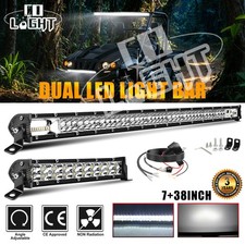 Dual Row 38 Led Light Bar Combo 7 Light Bar Wire Kit Utv 4wd Offroad Lamp