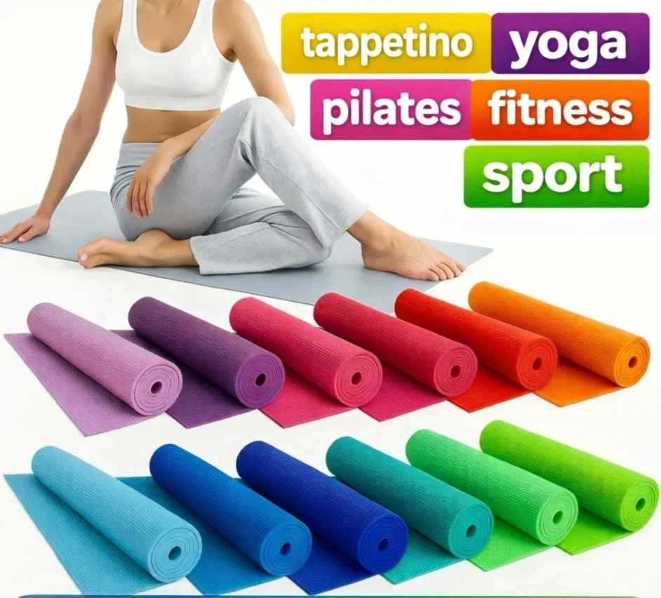 TAPPETINO YOGA 4mm – Antiscivolo 60x185cm Per Palestra, Pilates E Fitness (NBR Foam)