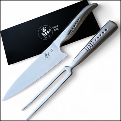 S-HubOla S SHARK Messerset   Chefmesser 36 cm & Fleischgabel 32 Fork Tranchier 