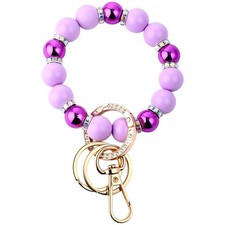 Wristlet Keychain for , Cute Silicone Beaded Key Ring Bracelet Elastic Key Ho...