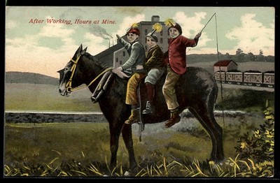 After Working, Hours at Mine, Bergbau, Ansichtskarte 