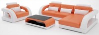 Designer Ecksofa L Form Orange Sessel Couchtisch Wohnzimmer Garnitur