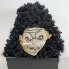 Shrunken Head Mask 2006 The Paper Magic Group Black Curly Hair Halloween 