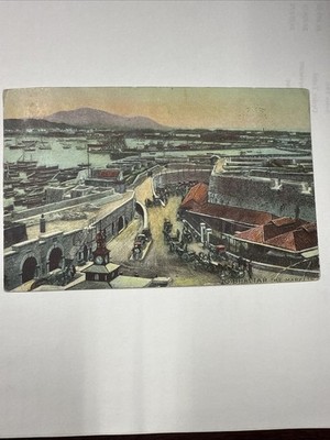 Antique Postcard  GIBRALTAR * THE MARKETS **ADVERTISING * 1912