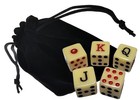 Spanish Poker Dice Bone Tone w/Pouch + Dice Rolling Tray Folding Grey Felt Mat — photo 3