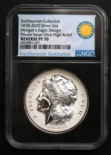 1878-2020 Smithsonian Collect Morgan Dollar Ultra High Relief 2 oz NGC Rev PF 70