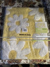 Daisy Rug Mat Spring Flower Bathmat Yellow White Floral Bathroom Rug 29x19