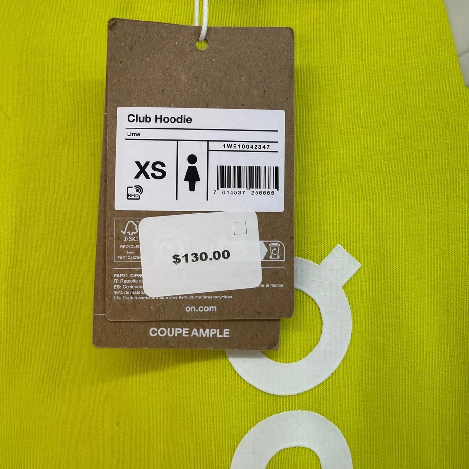 ON Running Club Sudadera con Capucha Verde Lima Calce Relajado Para Mujer XS Foto 4 de 4
