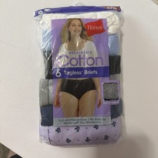 Hanes Women's Cotton Briefs Tagless Pack of 6 Multi Color Size 6 Medium