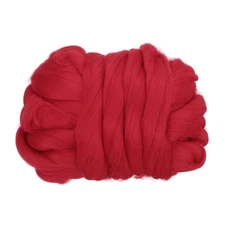 Wool Roving Yarn, 100G/3.53OZ Felting Wool Pure Roving Yarn, Red