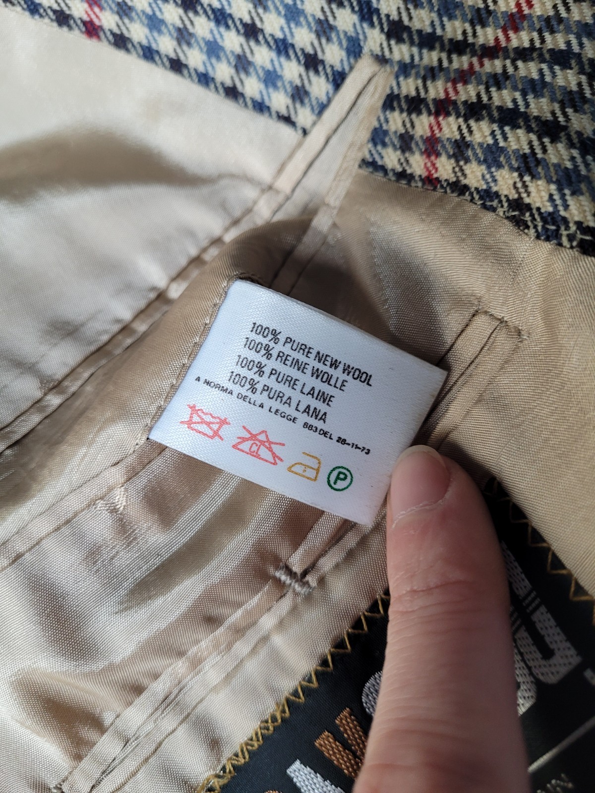 DAKS Signature Blazer 100percent Wool Houndstooth Check Jacket Made in UK 46R image 10