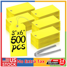 500 Pieces Plastic Shipping Tags with Wire Waterproof Hang Tags Heavy Duty La...