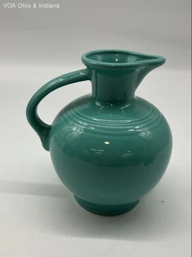 Vintage Fiesta Disc Pitcher Homer Laughlin Turquoise Earthenware HLC USA