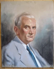 WENDKOS, OLD PASTEL VINTAGE PORTRAIT SIGNED IMPRESSIONIST DRAWING PORTRAITURE