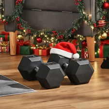 50lbs/Single Set of 2 Rubber Dumbbell Weight for Home Cardio Exercise
