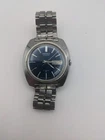Vtg Seiko Automatic Watch Blue Dial 17 Jewels  Wristwatch Day Date Running