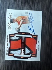 GUNNAR HENDERSON 2022 FLAWLESS RED DUAL PATCH AUTO #DMA-GH 6/7 ORIOLES PANINI