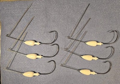 6 ~ Mega Bite Hooks 0.070 oz Actual Wt. Bullet Spinnerbait Heads White Holo.