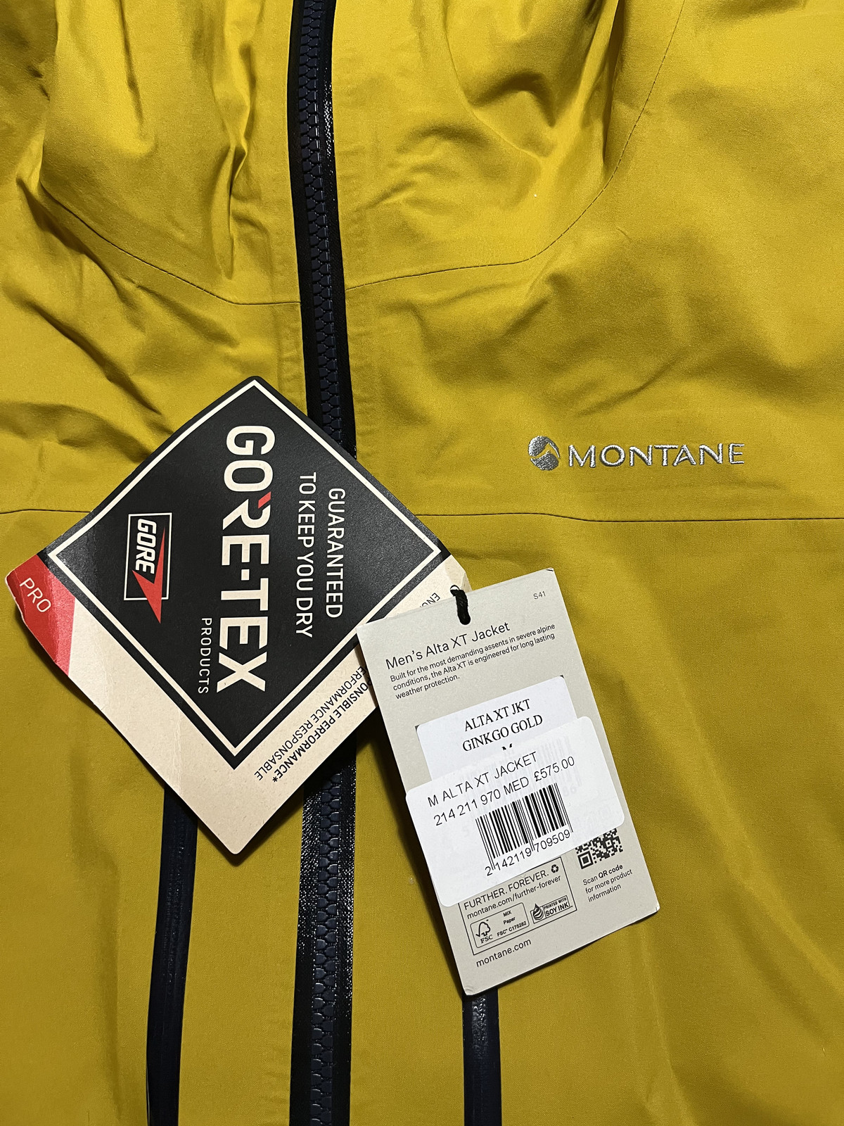 Montane Alta XT Gore-Tex Pro Jacket Men’s | Gold | Size Medium | BNWT | RRP £575 image 2