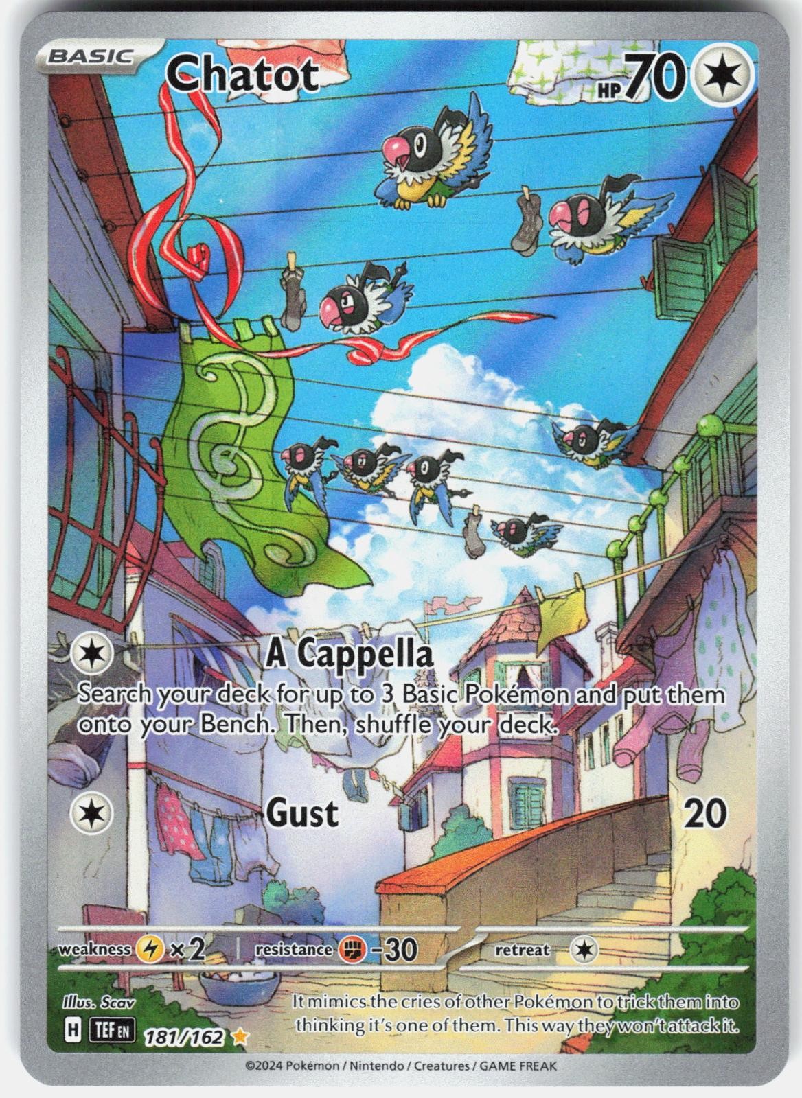 Pokemon Chatot 181/162 Illustration Rare Temporal Forces Pokemon Holo Near Mint