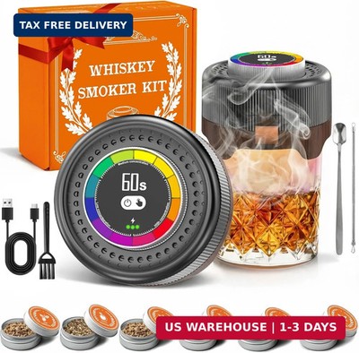 Electric Whiskey Smoker Kit with Adjustable Smoke Control (0-60s), Cocktail Smok