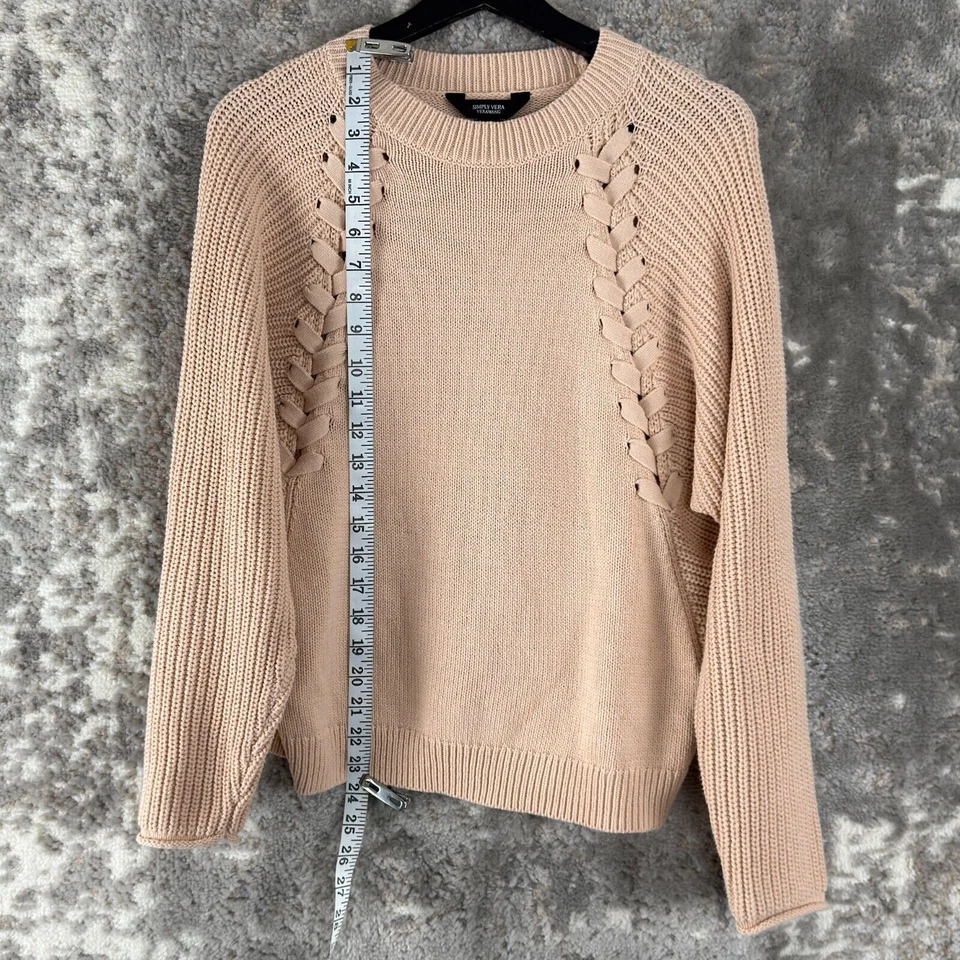 Suéter Simply Verawang Talla S Tejido Cable Melocotón Manga Larga Cuello Redondo Foto 2 de 4