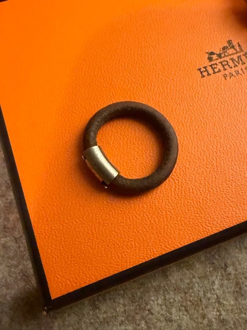 Hermes Iota Bracelet Ring Set Leather Brown 6.3in Pre-owned thumbnail 5