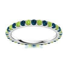 Full Eternity Round Peridot  London Blue Topaz 925 Sterling Silver Women Ring