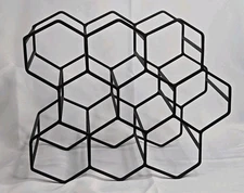 NICE! 9 Bottle Honeycomb Countertop Wine Rack Matte Black Iron 16"w x 12"h x 7"d
