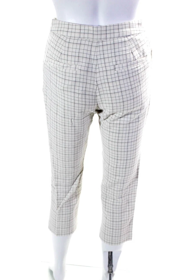 Calça Joie Feminina Algodão Estampa Listrada Gancho e Olho Perna Cônica Bege Tamanho 0 - Imagem 3 de 4