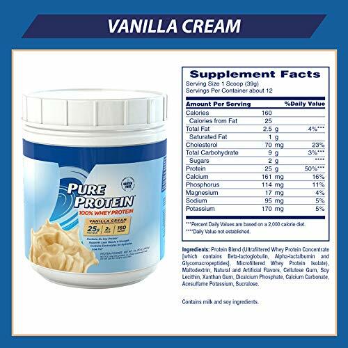 Pure Protein 100 Whey Powder Vanilla Cream 1 Pound Other Sports