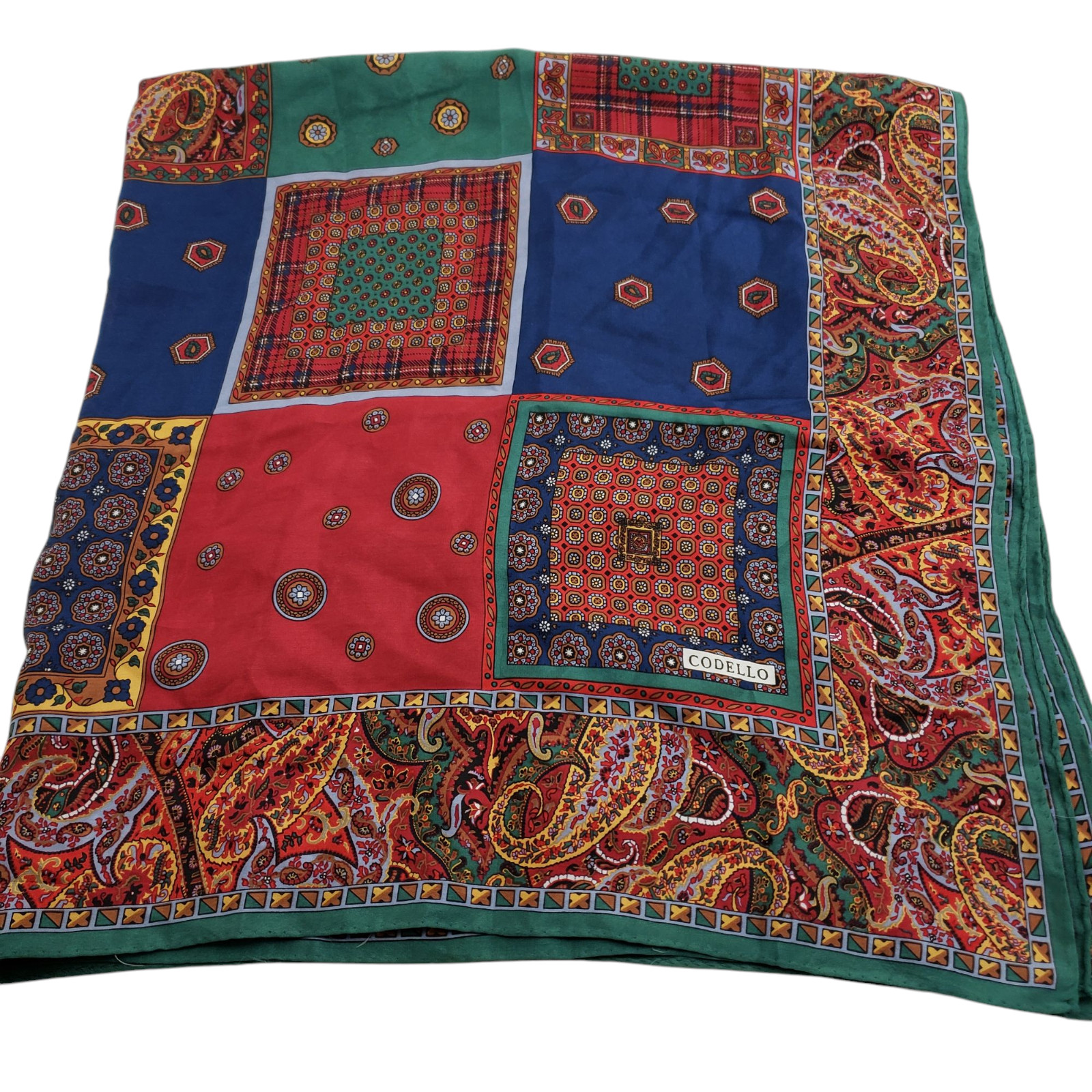 CODELLO Silk Scarf Multicolor Patchwork Large 34/… - image 2