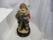 Vtg J.C. Penny Musical Santa Claus S  on Wooden Base "Here comes Santa Claus"