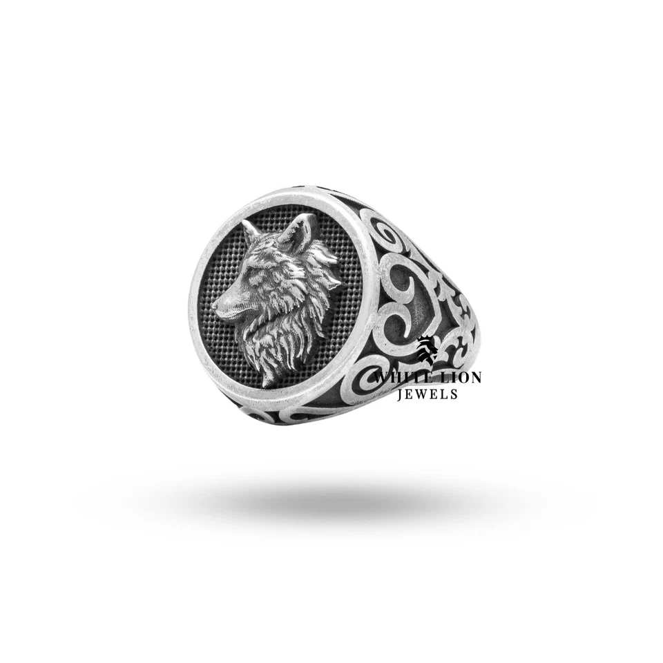 Anello In Argento Sterling 925 Per Uomo Con Design Di Lupo Biker Di Taglia 9.5 - Immagine 3 di 4