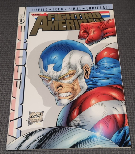 FIGHT AMERICAN #1 (1997) Feuille d'or variante Rob Liefeld sans pieds génial - Photo 1/7