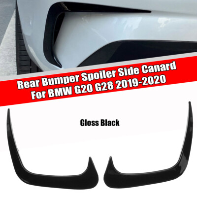 Paar Für BMW 3er G20 2019-2020 Schwarz Heck Spoiler Stoßstange Flossen Flaps