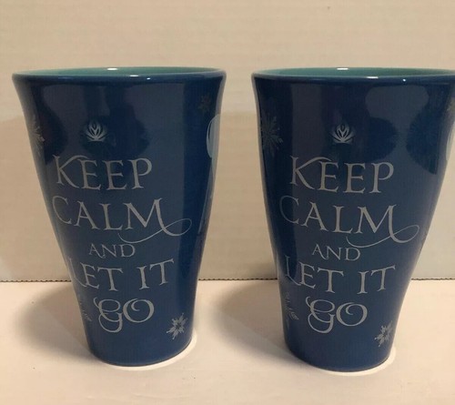 NEW disney frozen queen elsa & anna silhouette coffee mug blue Set Of 2 - Picture 2 of 4