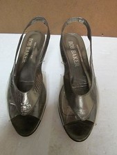 BOB BAKER Vintage Clear with Bronze Leather Trim Womens Flats Size 7.5