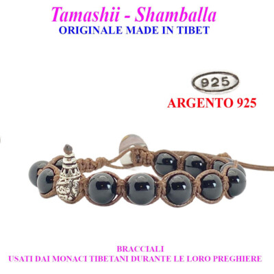 Tamashii Tamashi Shamballa Tibetisches Armband 925 Silber Schwarze Jade