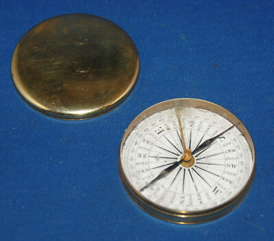 Directional Lid Example A good 19th century brass cased directional pocket compass, paper face ...