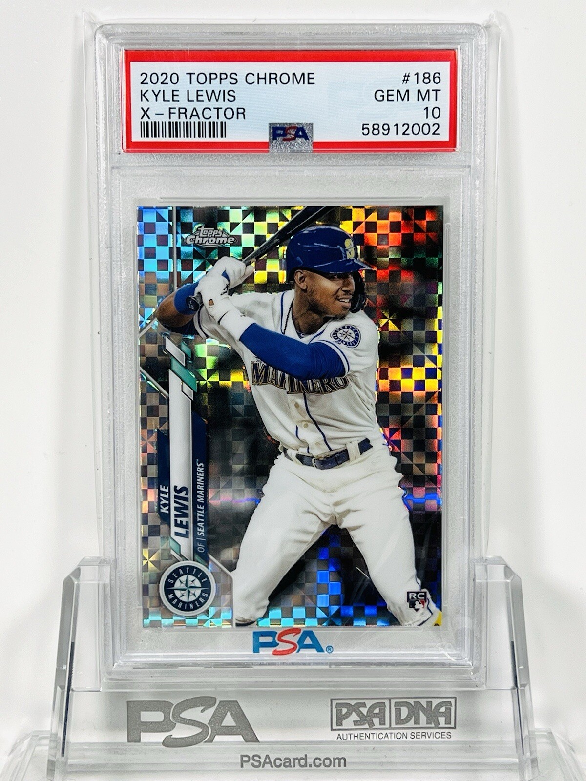 2020 Topps Chrome Kyle Lewis X-Fractor RC Rookie PSA 10 Gem Mint