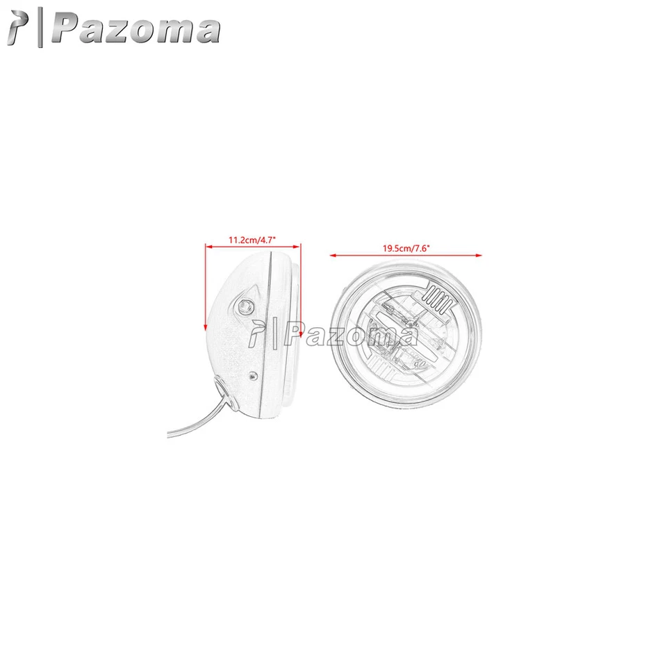 Motorcycle LED Headlight 7 inch Hi-Lo Beam Round Lamp For Harley Suzuki Honda - Imagem 2 de 4