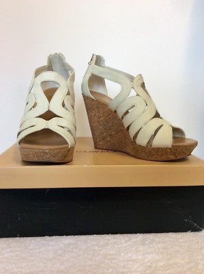 CARVELA WHITE KARLA STRAPPY CORK WEDGE HEEL SANDALS SIZE 5/38 COST