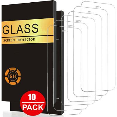 10-Pack Tempered Glass Screen Protector For iPhone 17 16 15 14 Pro Max 13 12 11
