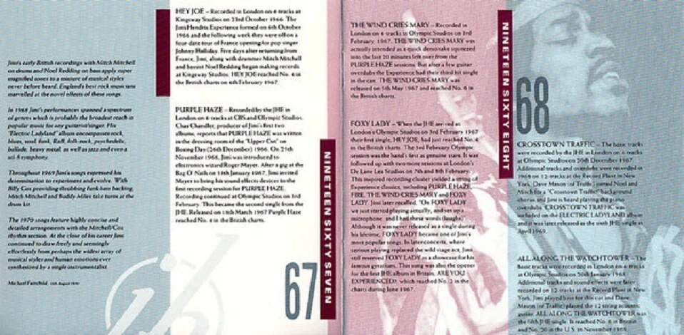 Jimi Hendrix ‎– Cornerstones 1967-1970 [ CD Germany 1990 Mint Compilation Rock ] - Image 4 of 4