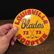 Vintage Hockey Button Louisville Blades Booster 1972 1973 LARGE 6” Pinback Pin