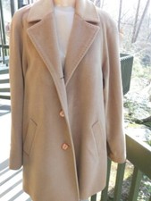 SACHI COLLECTION 50% ANGORA lana CAMMELLO marrone abito GIACCA cappotto DONNA M/L